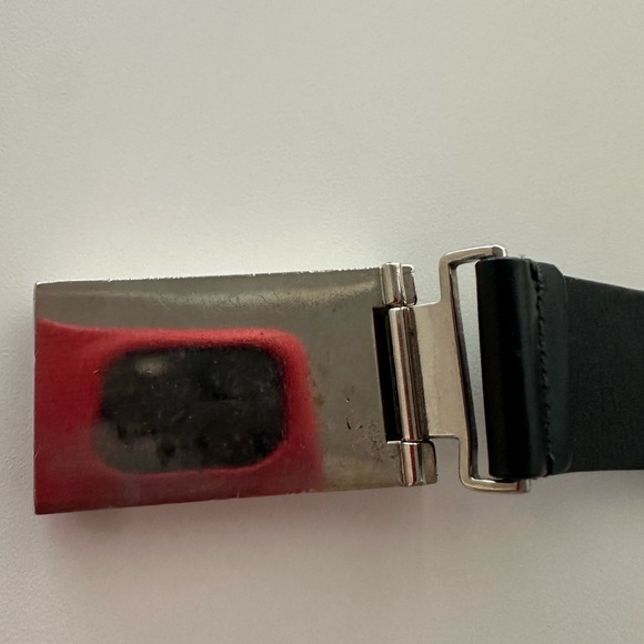 Prada Black and Silver Leather Belt